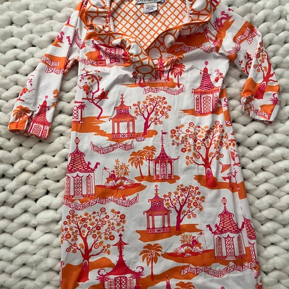 Vibrant Orange and Pink Patterned Dress - Picture 5 of 6